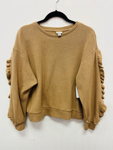 (S) A New Day Tan Ruffled Sweater Womens