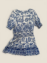 Load image into Gallery viewer, (L) Boston Proper BLue Tan Floral Dress