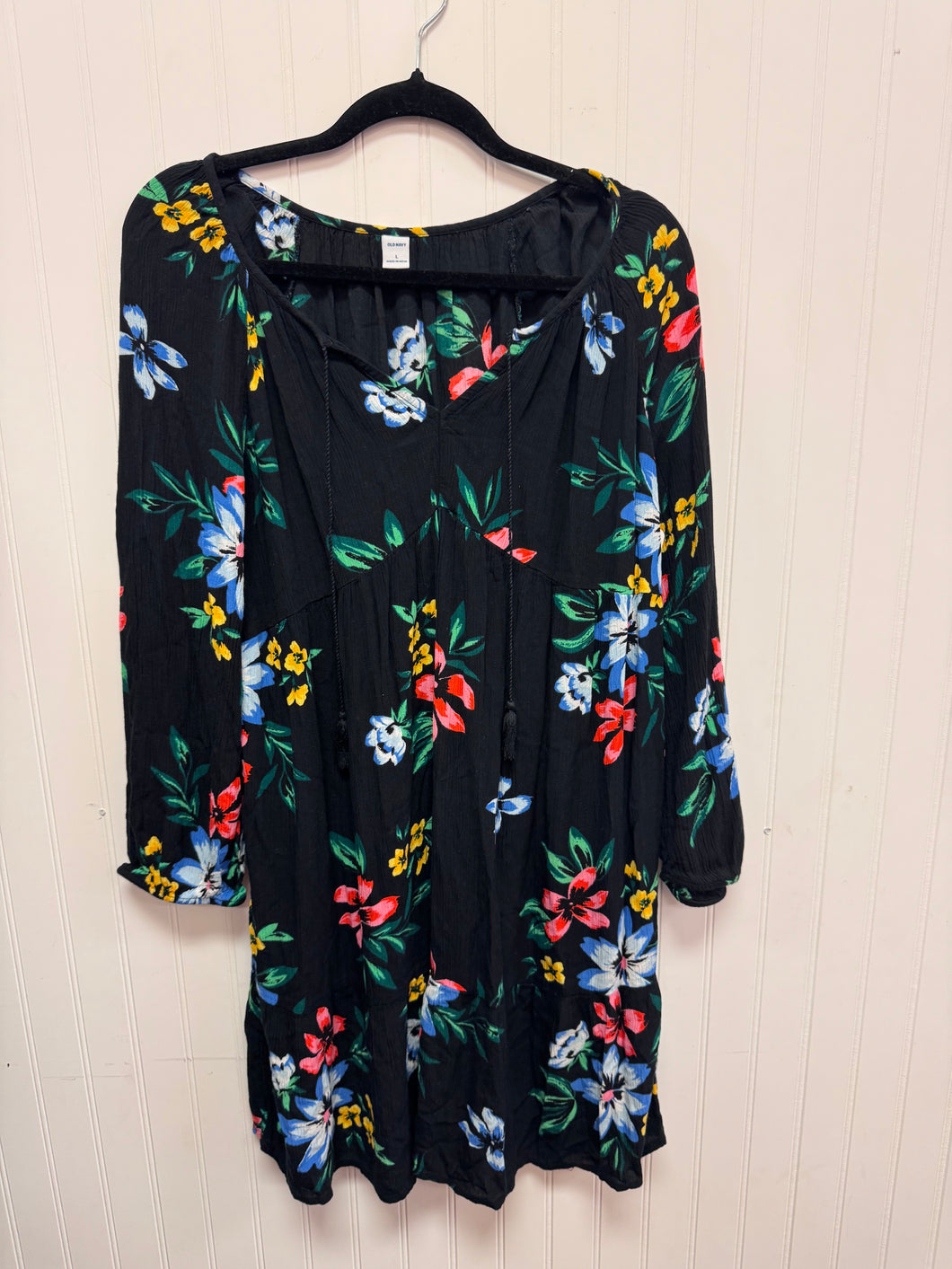 (L) Old Navy Black Floral Dress Womens