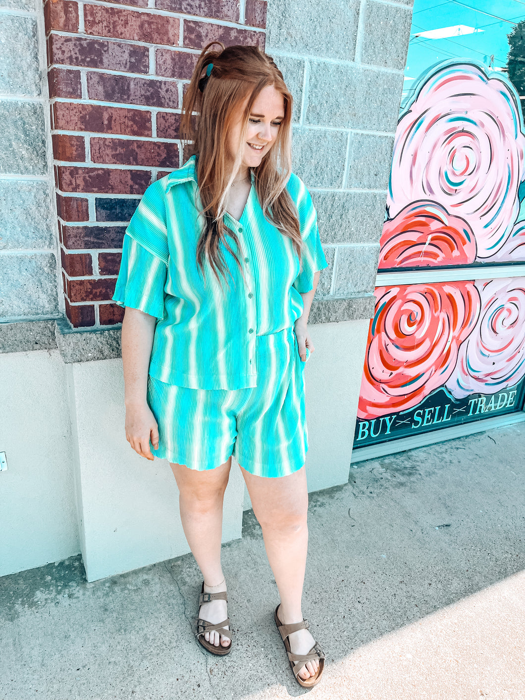 Ocean Breeze Pleated Shorts Set