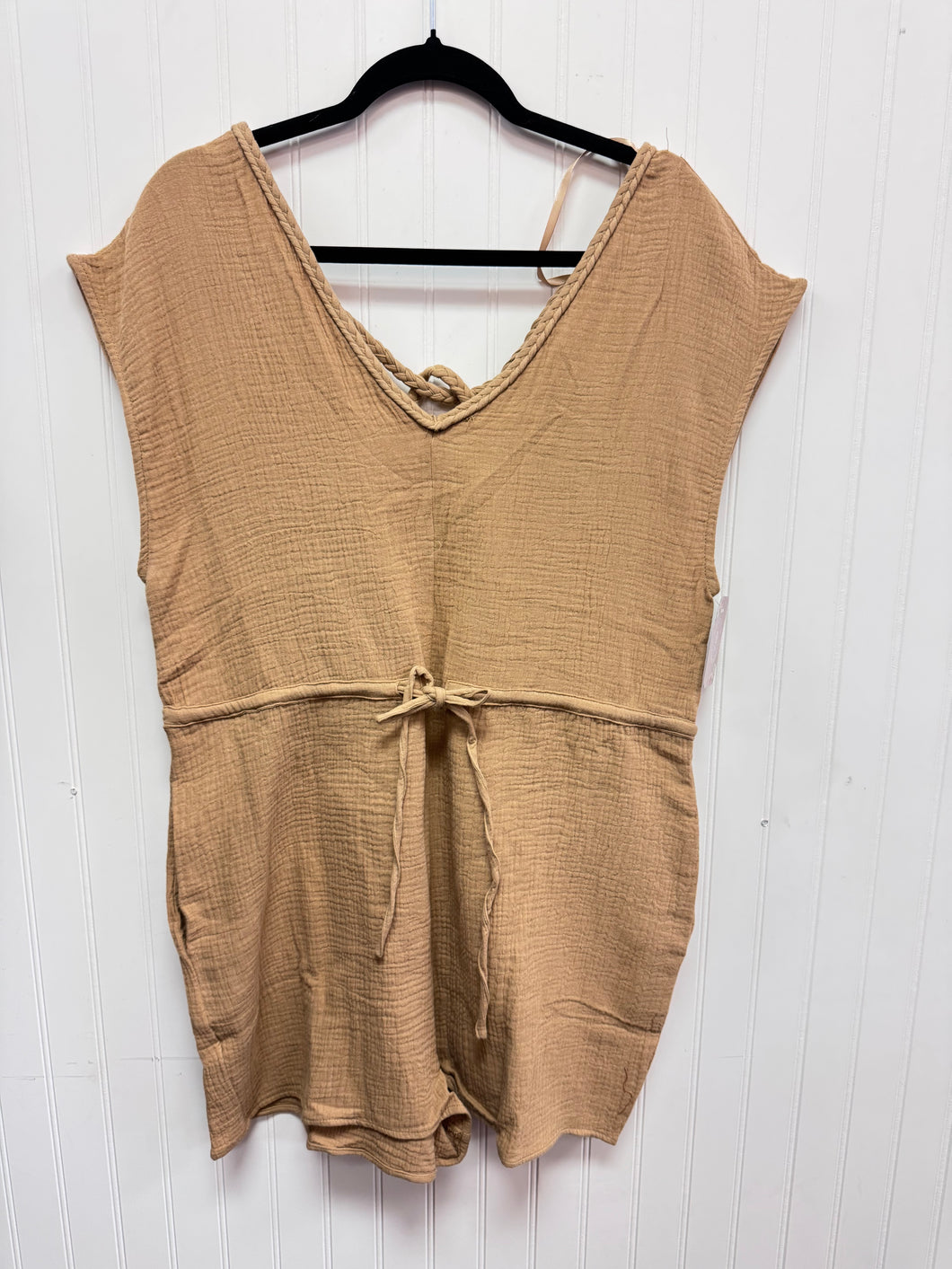 (M) New IN Tan Linen Romper Womens