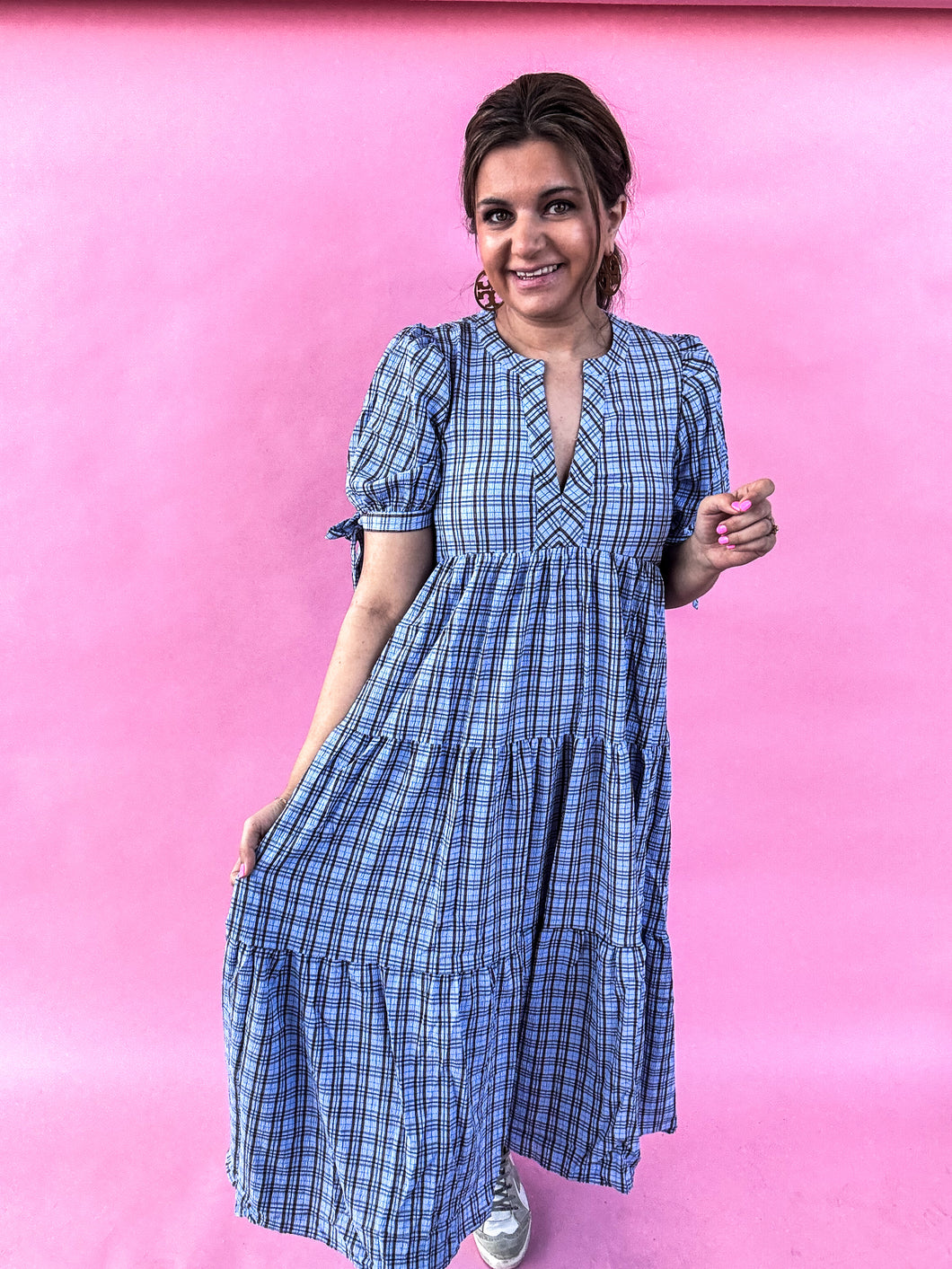 Baby Blue Plaid Dress - Final Sale