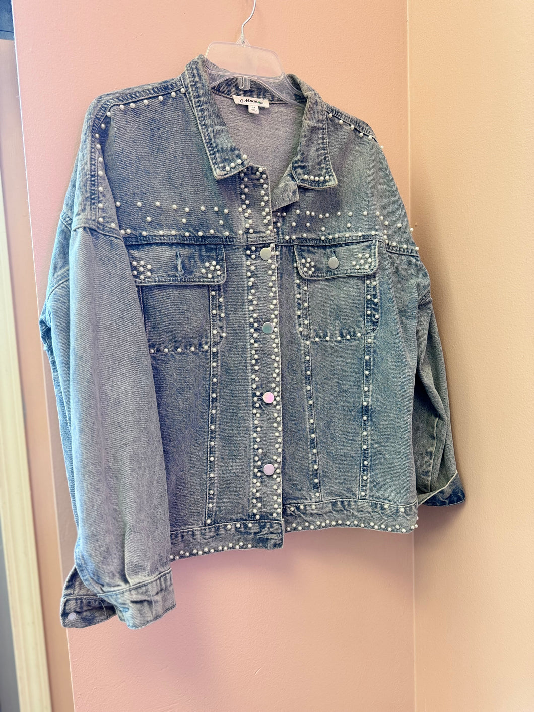 (M) Macaron Denim Pearl Jacket