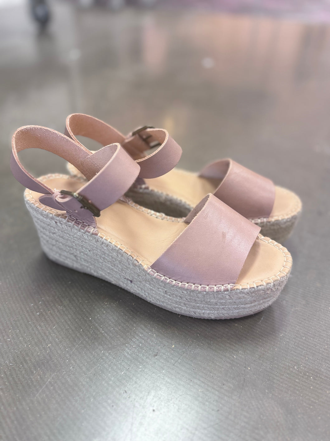 (10) Soludos Brown Leather Wedge Sandal