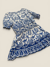 Load image into Gallery viewer, (L) Boston Proper BLue Tan Floral Dress