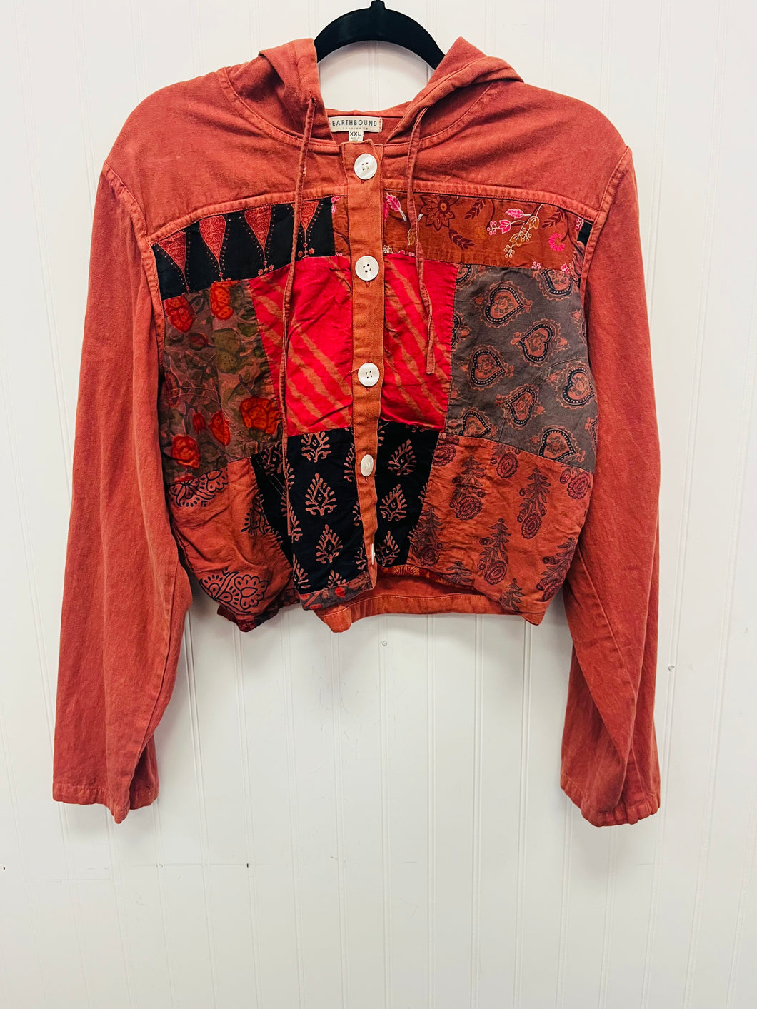 (XXL) Earthbound Rust Patchwork Button Shirt Womens