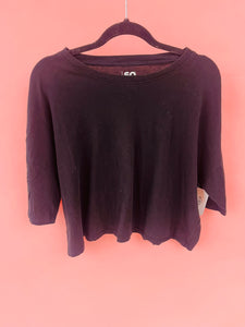 (XL) SO Black Solid Cropped Tee Women's