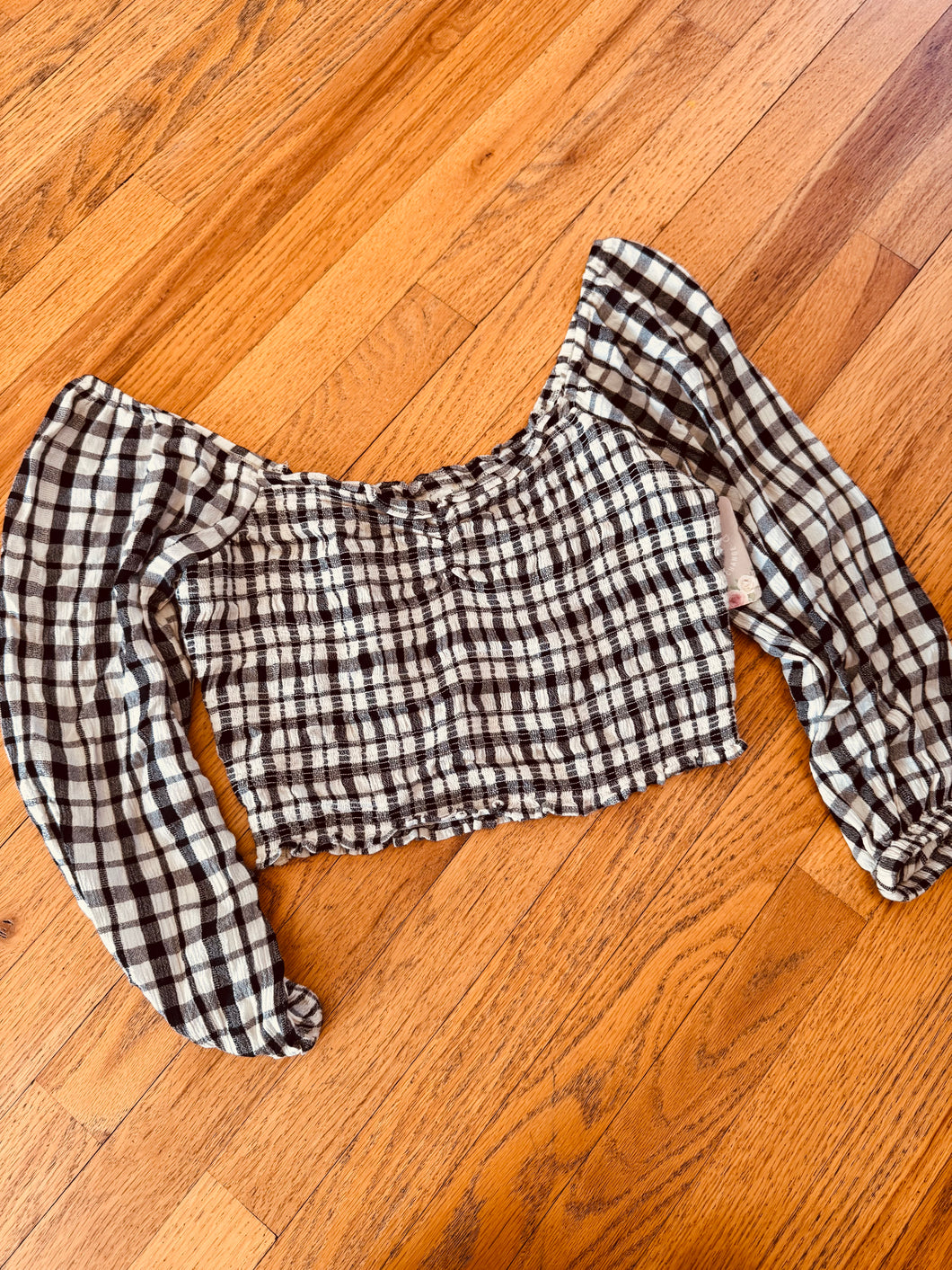 (S) American Eagle Black White Gingham Shirt Womens