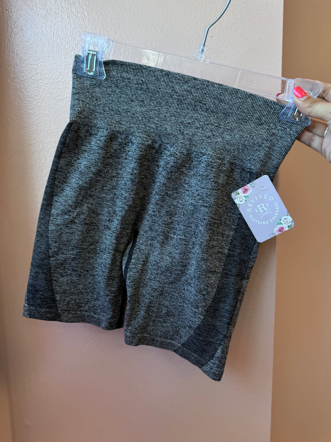 (XS) PINK Gray Seamless Bike Short