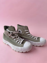 Load image into Gallery viewer, (10) Converse Olive green High-top Platform Sneakers Womens