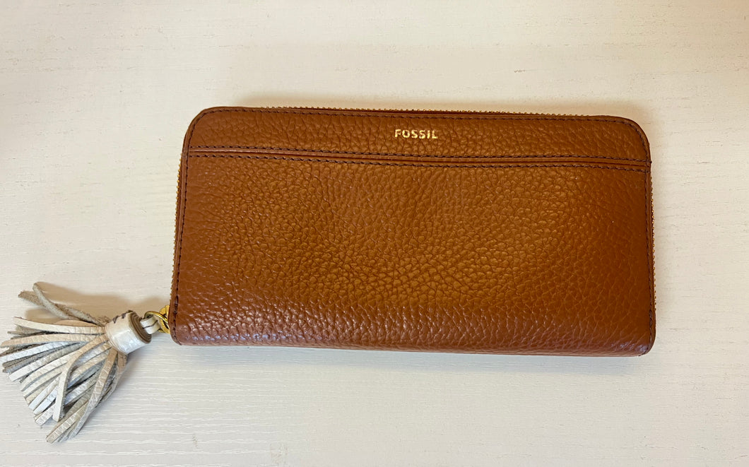 Fossil Brown Zipper Wallet