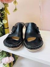 Load image into Gallery viewer, (11) Born Black Leather Wedge Sandal
