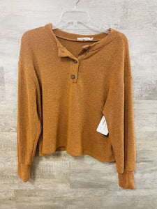 (S) Lush Brown Henley Sweater Womens