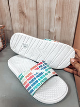 Load image into Gallery viewer, (7) Puma White Color Logo Slides Womens