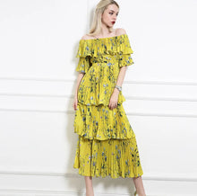 Load image into Gallery viewer, (6) Self Portrait Yellow Floral Tiered Dress Womens