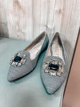 Load image into Gallery viewer, (5) Sole Society Striped Libry Jeweled Shoe Womens