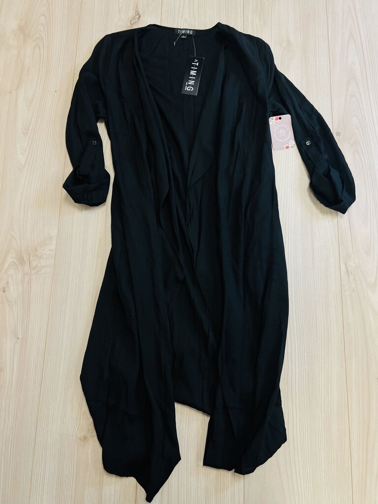 (S) Timing Black Duster Blazer Womens