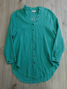 (S) Urban Daizy Mint Linen Shacket Womens