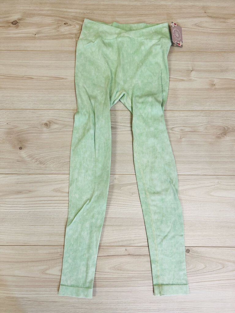 (S/M) Aura Green Ribbed Leggings Womens