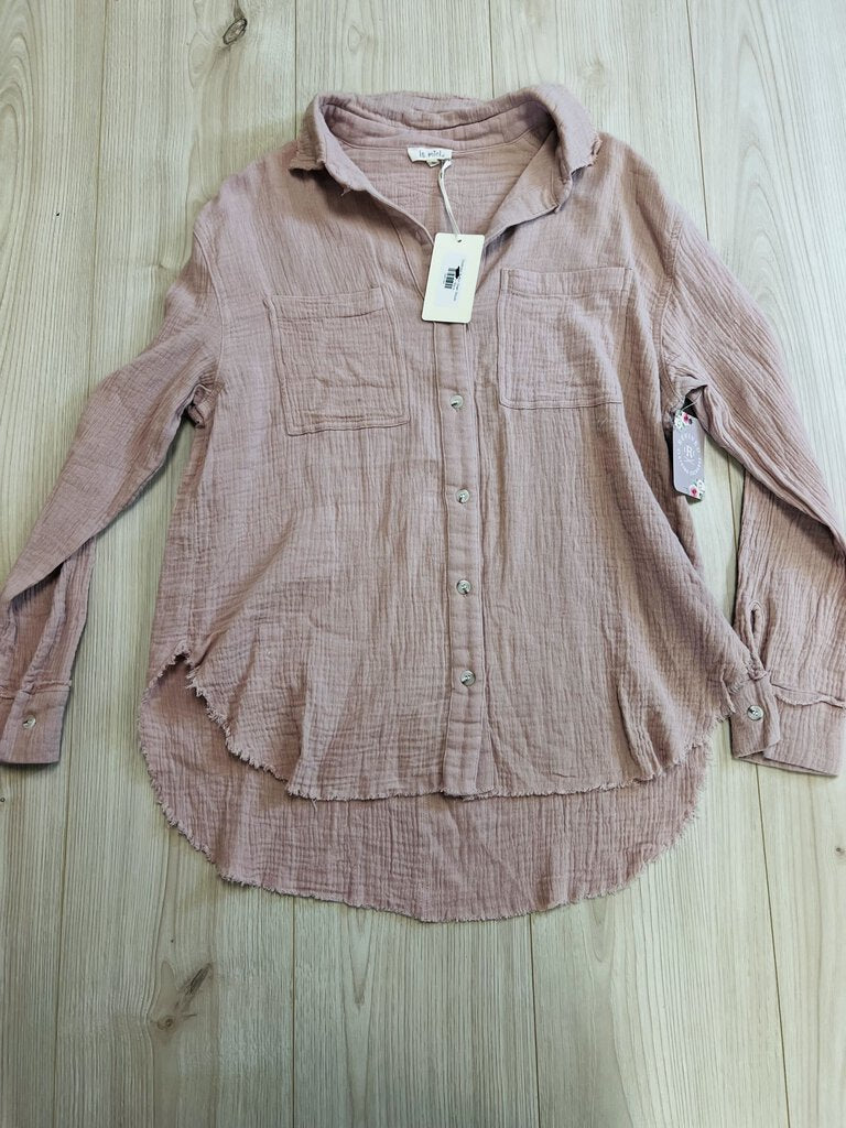 (S) La Miel Blush Linen Shacket Womens