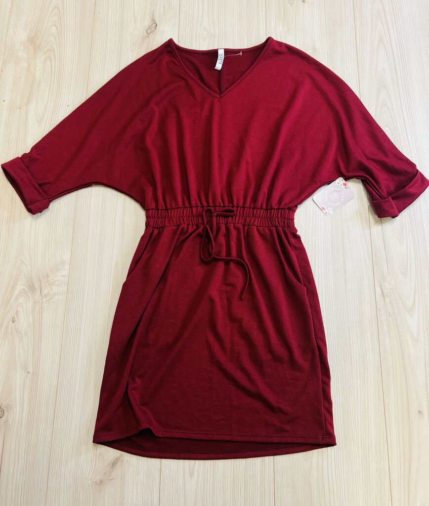 (S) 2 Hearts Burgundy Dress Womens