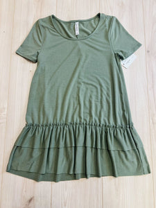 (S) Zenana Green Ruffle Top Womens