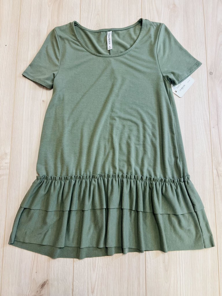 (S) Zenana Green Ruffle Top Womens