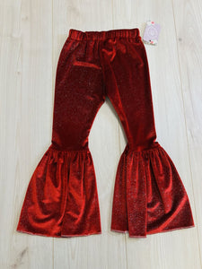 (6) Southern Swag Red Sparkle Flare Girl's