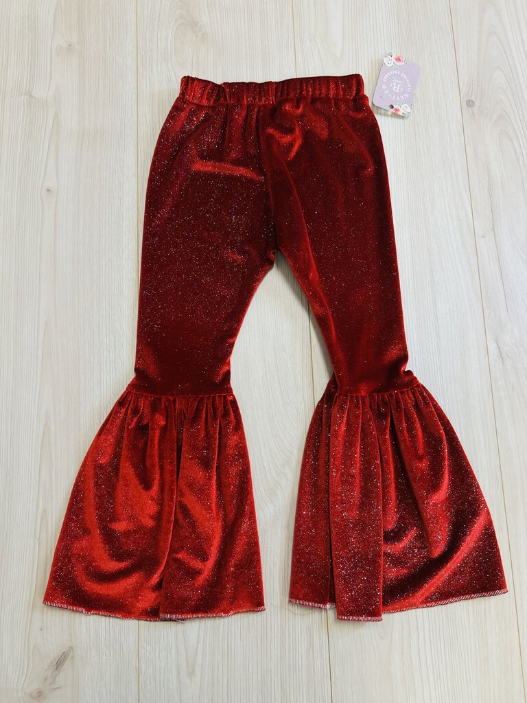 (6) Southern Swag Red Sparkle Flare Girl's