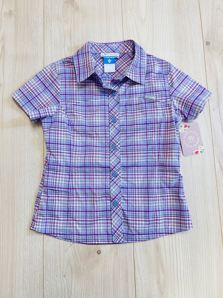(7/8) Columbia Girl's Lavender Plaid Top