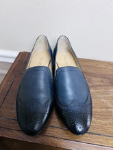 Load image into Gallery viewer, (7) Talbots Navy Leather Loafer Flat Slip Ons Womens