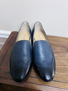 (7) Talbots Navy Leather Loafer Flat Slip Ons Womens