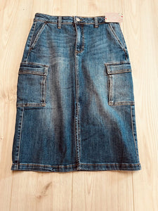 (M) Risen Denim Midi Skirt Womens
