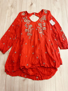 (M) Free People Red Embroidered Tunic Womens