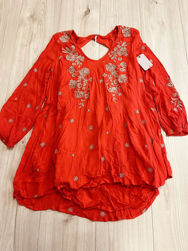 (M) Free People Red Embroidered Tunic Womens