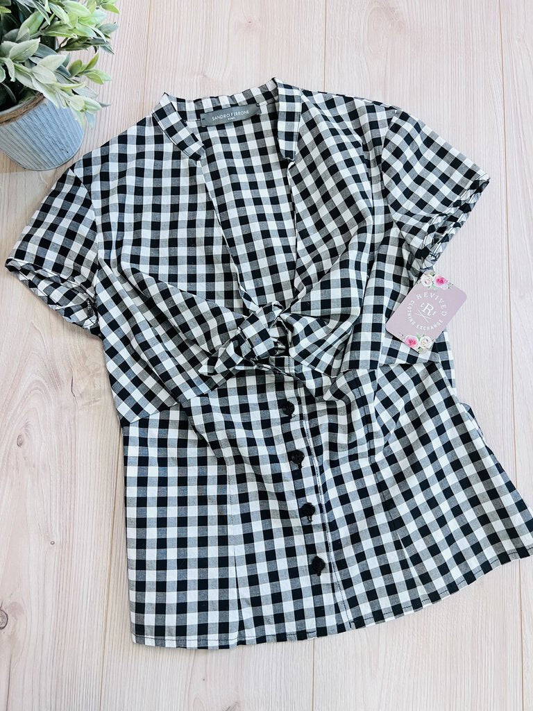 (S) Sandro Ferrone Black White Gingham TopWomens