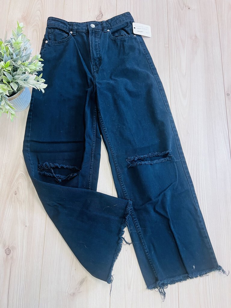 (2) H&M Black Crop Wide Jeans Womens