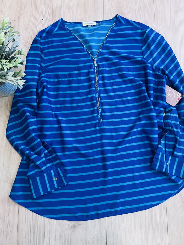 (XL) Calvin Klein Blue Striped Top Womens