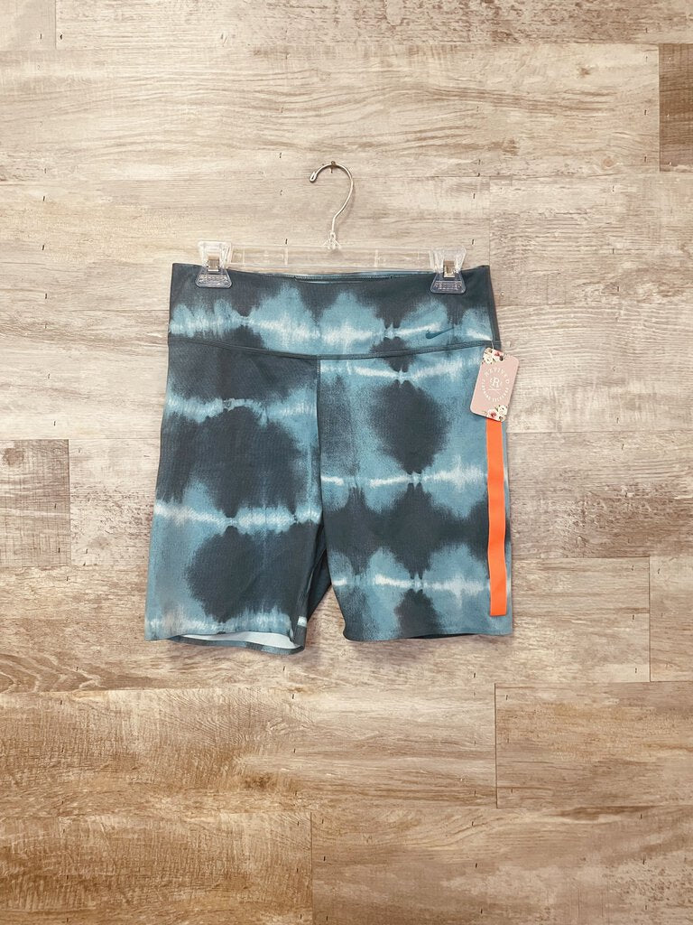 (L) Nike Blue Tie Dye Biker Shorts Womens