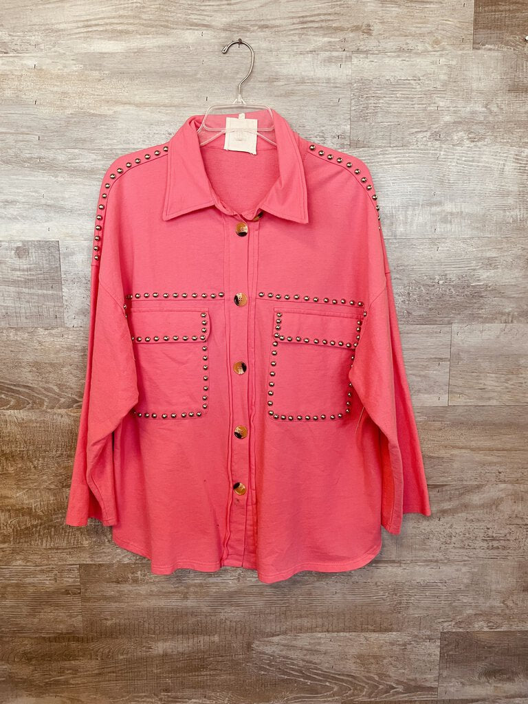 (M) Fantastic Fawn Pink Studded Jacket Womens