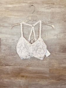 (L/XL) Jadyk White Lace Bralette Womens