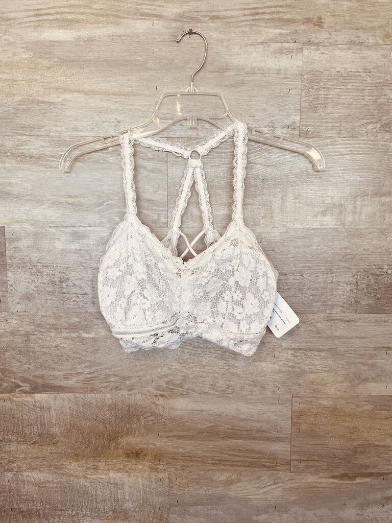 (L/XL) Jadyk White Lace Bralette Womens