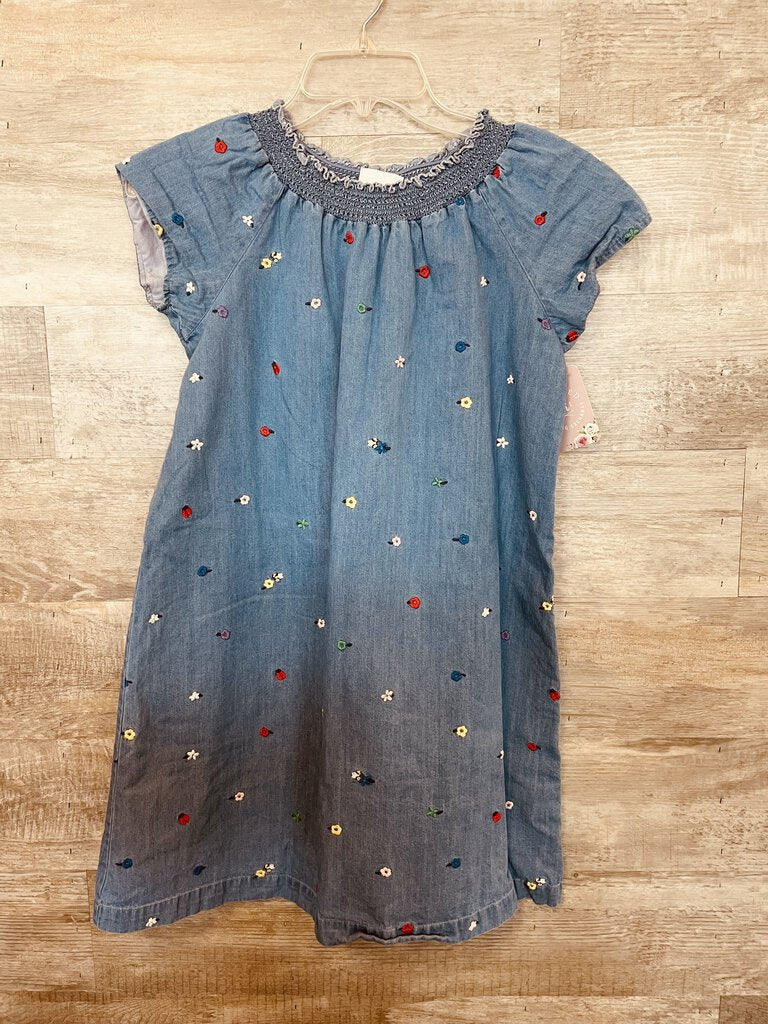(12) Hanna Andersson Chambray Embroidered Dress Girlks