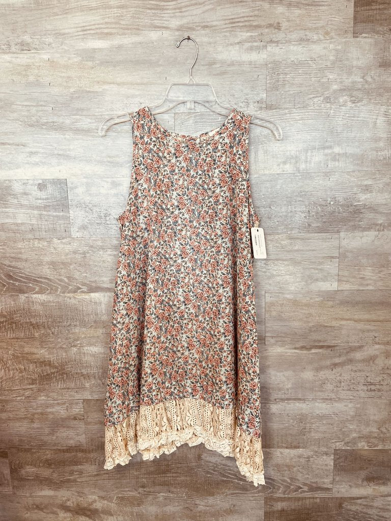 (Small) Oddi Pink Floral Lace Trim Drsss WOmen's