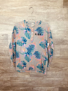 (S) PINK Grey Palm LS Shirt Womens