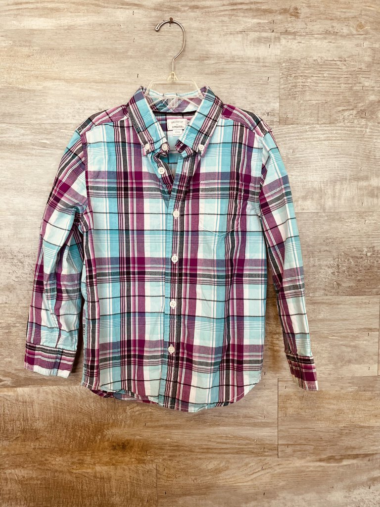 (5-6) Gymboree Purple Teal Plaid Shirt Boy's