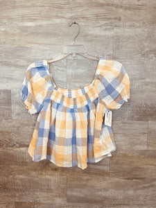 (Medium) Arizona Orange Blue Plaid Shirt Women's