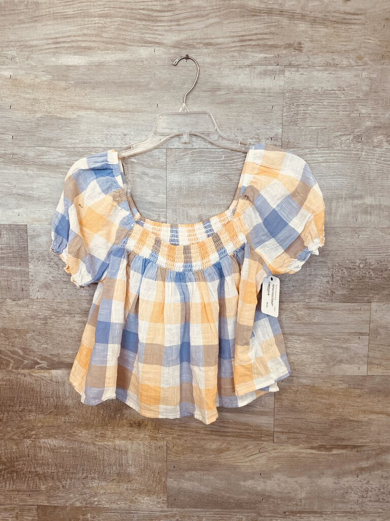 (Medium) Arizona Orange Blue Plaid Shirt Women's