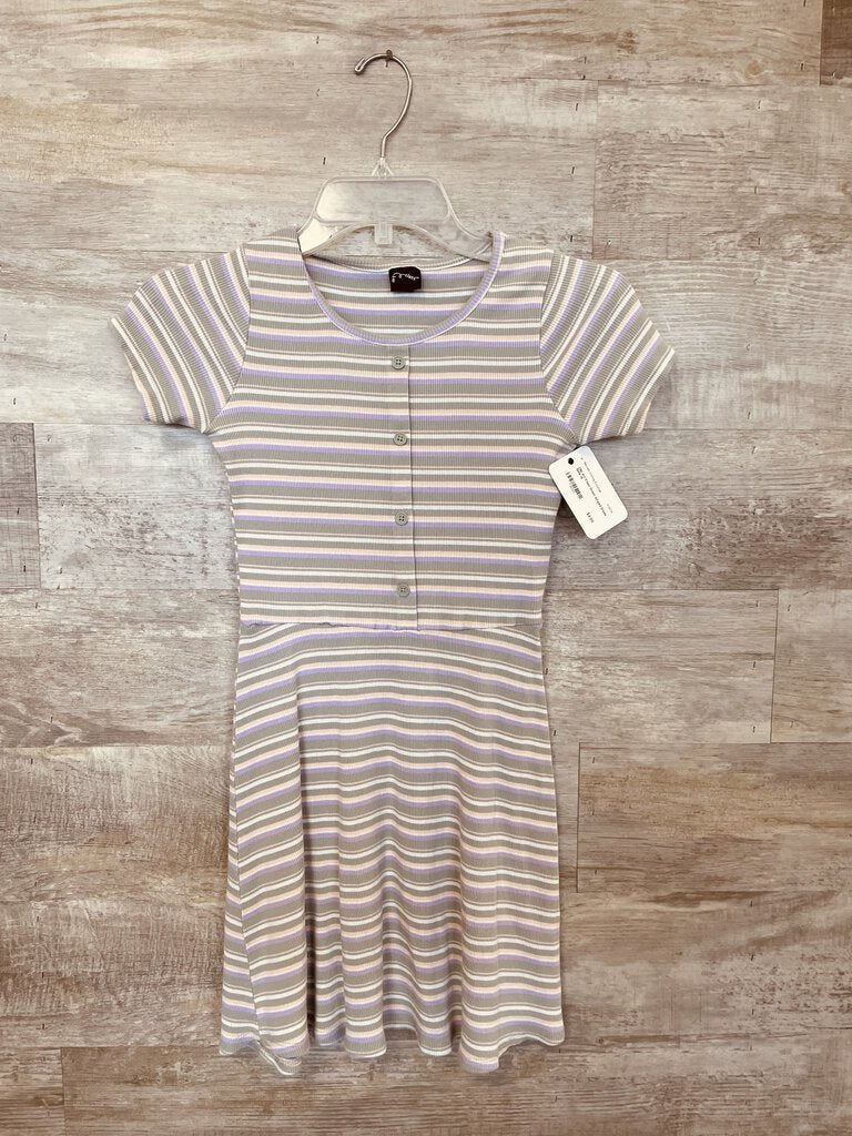 (14) Art Class Green Striped Dress Girls