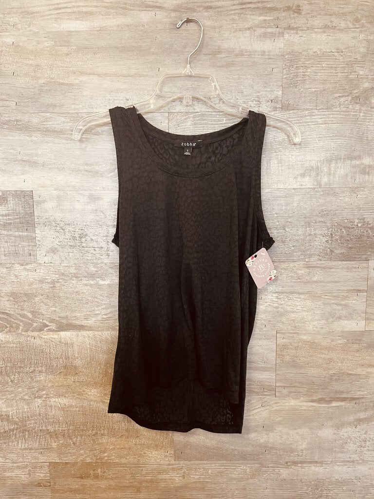 (S) Zobha Black Leopard Burnout Tank Womens